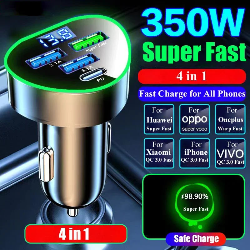 1 USB C Car Charger Adatper LED Voltage Monitor Fast Charge Iphone