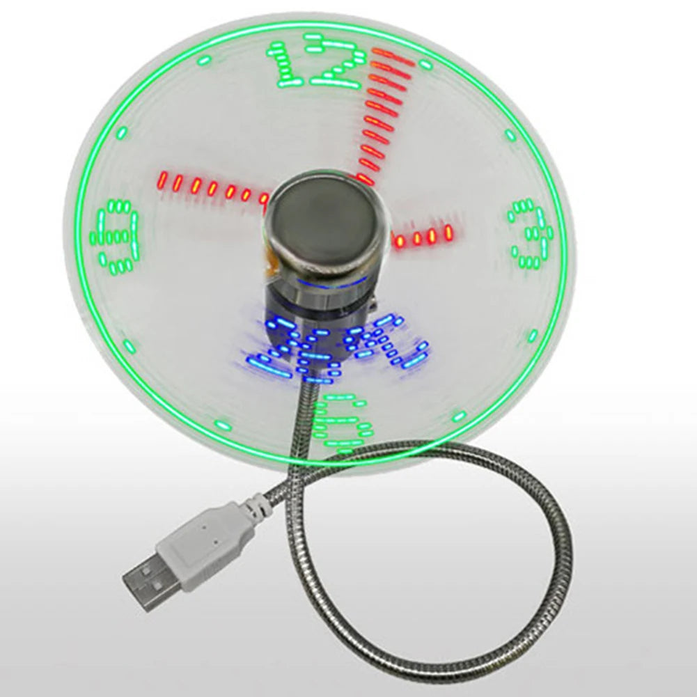 USB Clock Fan LED Time Display Portable Mini Flexible Cooling Switch