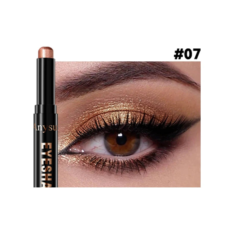 Pearl Metallic Eyeshadow Stick Sparkle Highlight One-Swipe Lazy Eye Shadow Highlighter Brightener Bold Multicolor 3D Eyes Makeup Zpaxo 07
