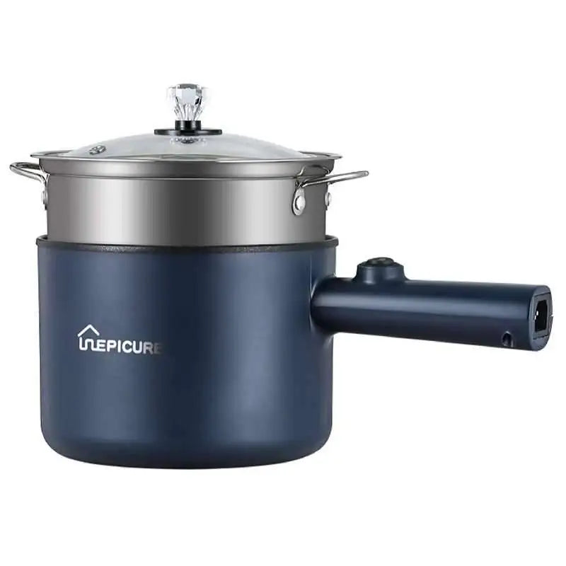 220V Multifunction Cooker Household Single/Double Layer Hot Pot Electric Rice Cooker Student Dormitory Mini Non-stick Pan Pots Zpaxo Dark Blue