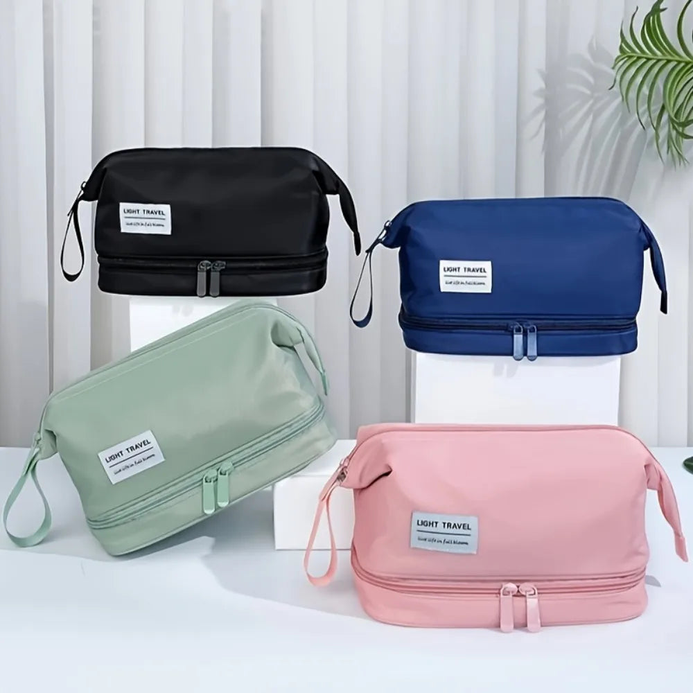 Double Layer Makeup Bag Large Capacity Cosmetic Toiletry Organizer