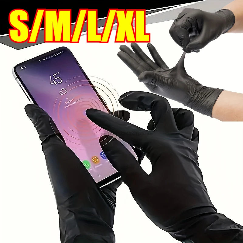 Black Xl Latex Gloves Pvc Gloves Disposable Nitrile Gloves Housework Cleaning Car Industry Gardening Cooking Tools Zpaxo