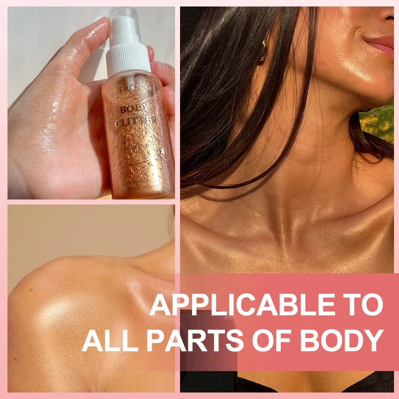 Body Shimmer Oil,Body Liquid Highlighter Facial Contour Brightening Makeup,Illuminating Liquid Highlighter for Face Body Hair Zpaxo