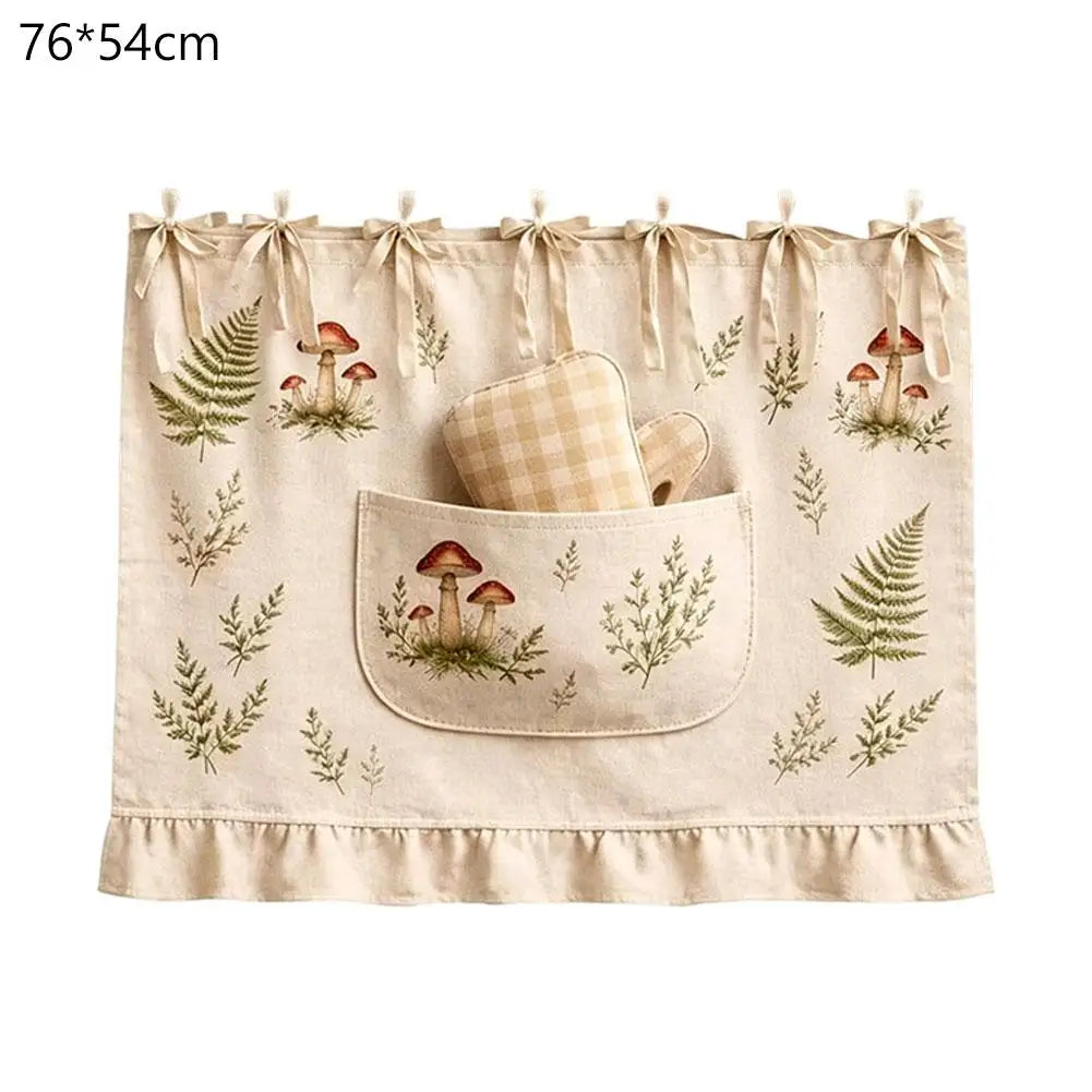 Door Kitchen Dishwasher Handmade Oven Skirt Curtain for Hidden Curtain Tie Top Heat Resistant for Stove Kitchen Decor Zpaxo B
