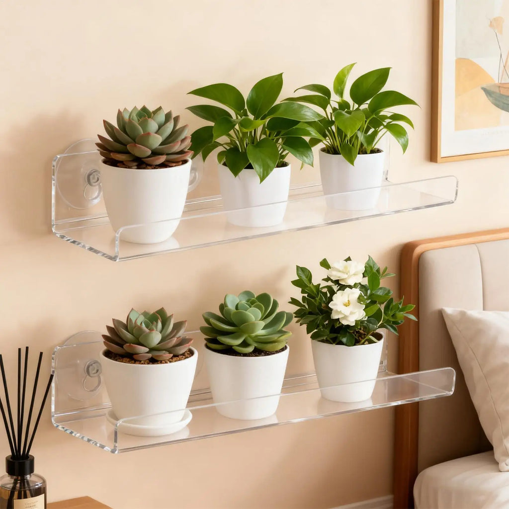Plant Shelf for Window 2 Pieces Clear Suction Cup Planter Stand Indoor Plant Display Rack for Home Apartment Nature Lovers Zpaxo