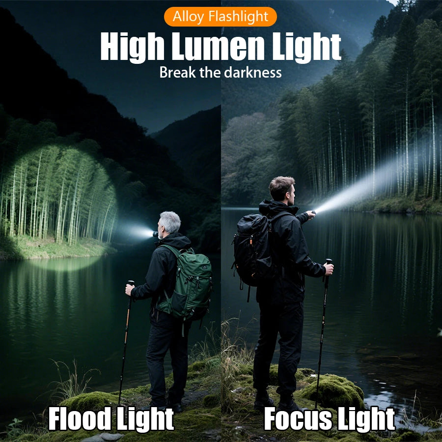 5000mAh LED Tactical Flashlight – Type-C Rechargeable Power Bank