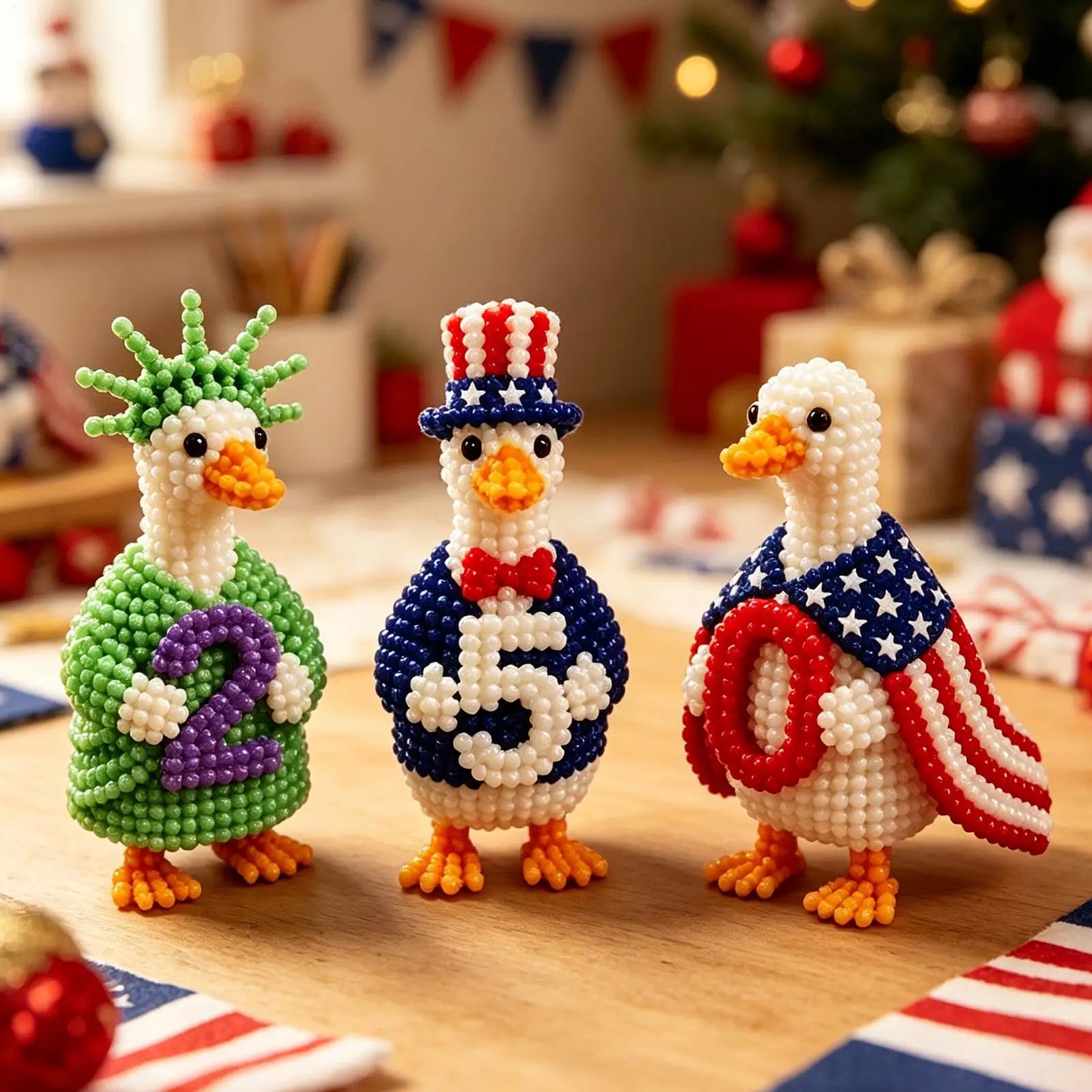 Beaded Animal Craft Patriotic Duck DIY Beading Kits Handmade Adults