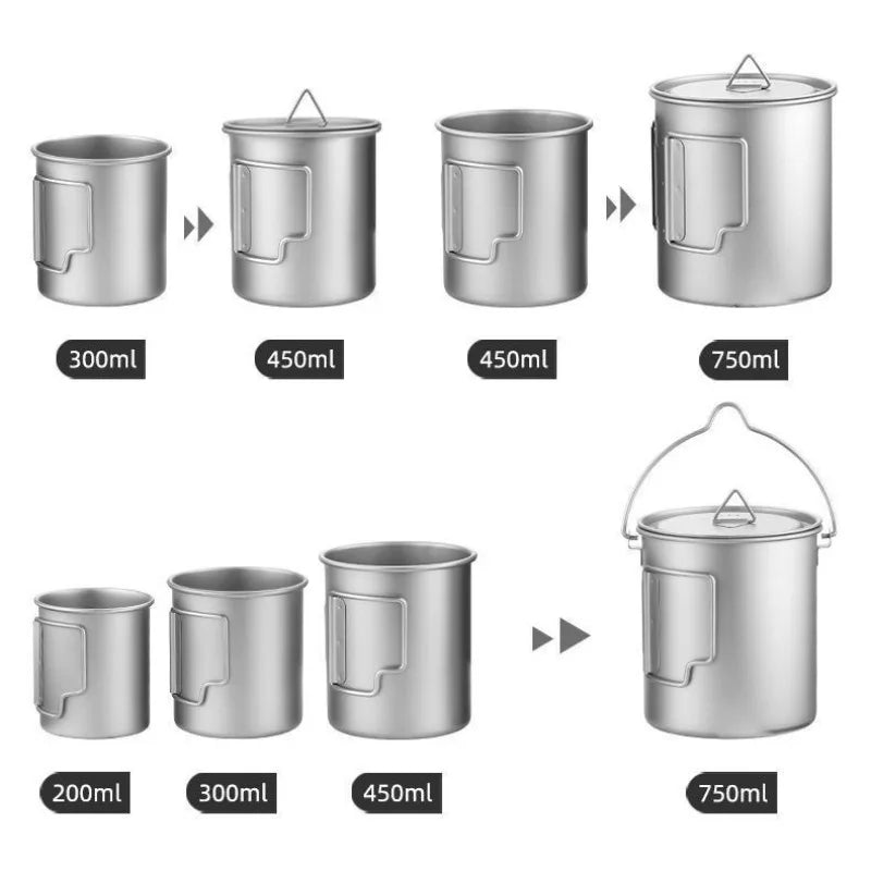 Outdoor Titanium Lightweight Portable Tea Coffee Cup Folding Handle