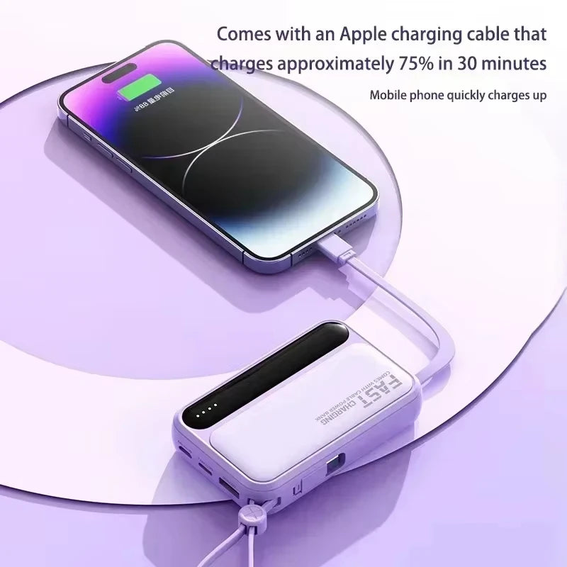 500000mAh 120W Power Bank Large Capacity 4 In1 Cables Intelligent Digital Display Light Portable Powerbank For iPhone Huawei New Zpaxo