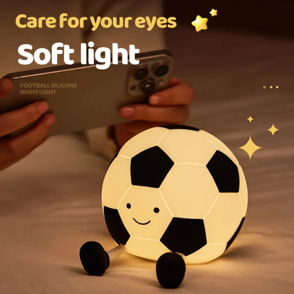 Novelty Football Silicone Night Light Rechargeable Sleeping Night Lamp with 3 Level Dimmable Nursery Bedside Lamp For Room Decor Zpaxo