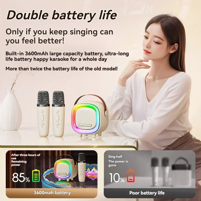 D8 Karaoke Machine 2 Wireless Microphones Portable 5 3 Bluetooth Zpaxo