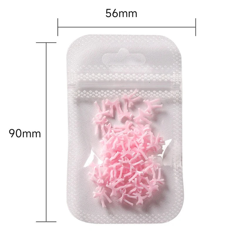 50pcs Sweet Pink Bowknot 3D Nail Art Decorations Mini Resin Ribbon Nail Rhinestones Charms Nail Accessories Manicure DIY Zpaxo