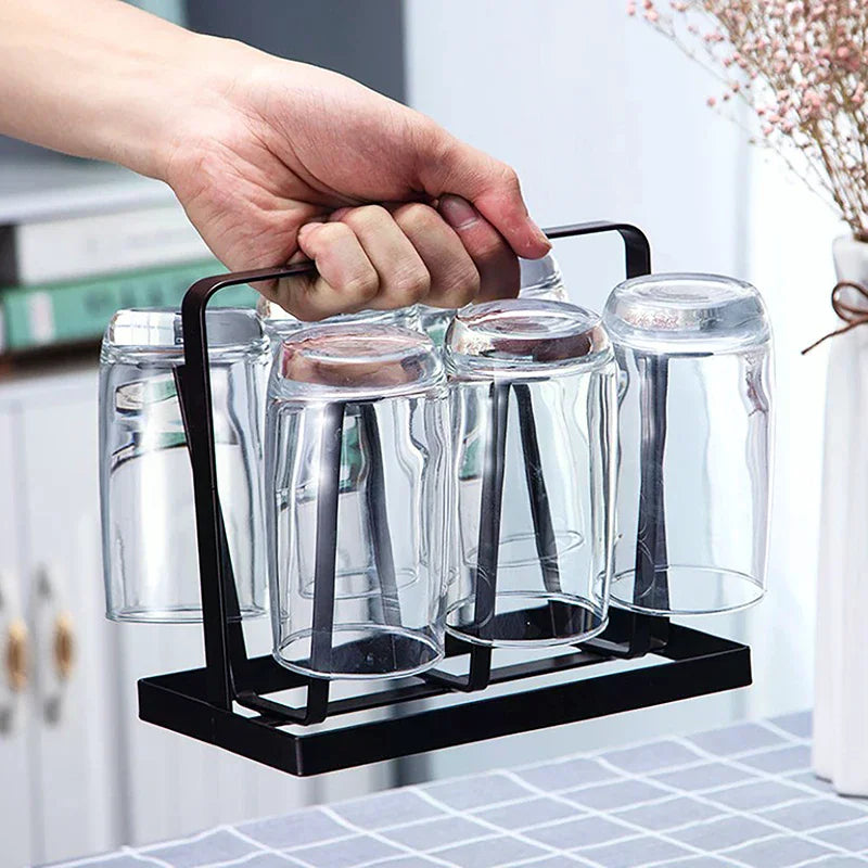 For Drinking Glass Containers With Protective Rubber Ends Hooks Hanging Drying Rack 6 Hook Organizer Steel Bottle Cup Zpaxo