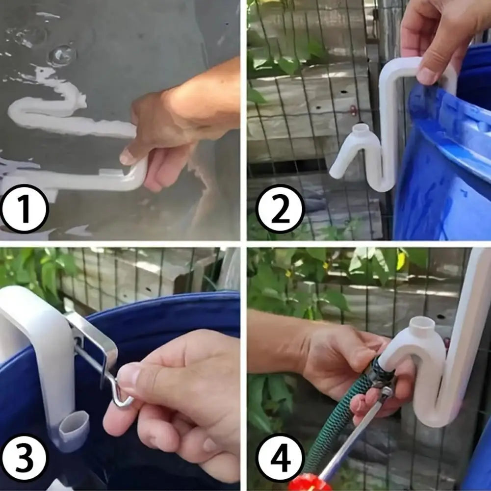 Self-Priming Siphon Overflow Pipe for Rain Barrels – No Drill Rainwater Overflow Pipe Zpaxo