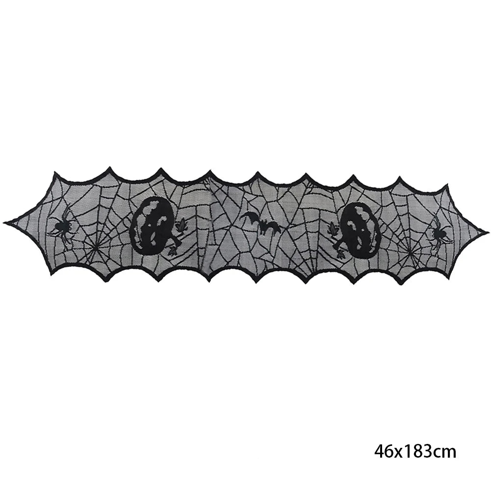Halloween Decoration Black Spider Web Tablecloth Lace Table Runner Zpaxo Table Runner3