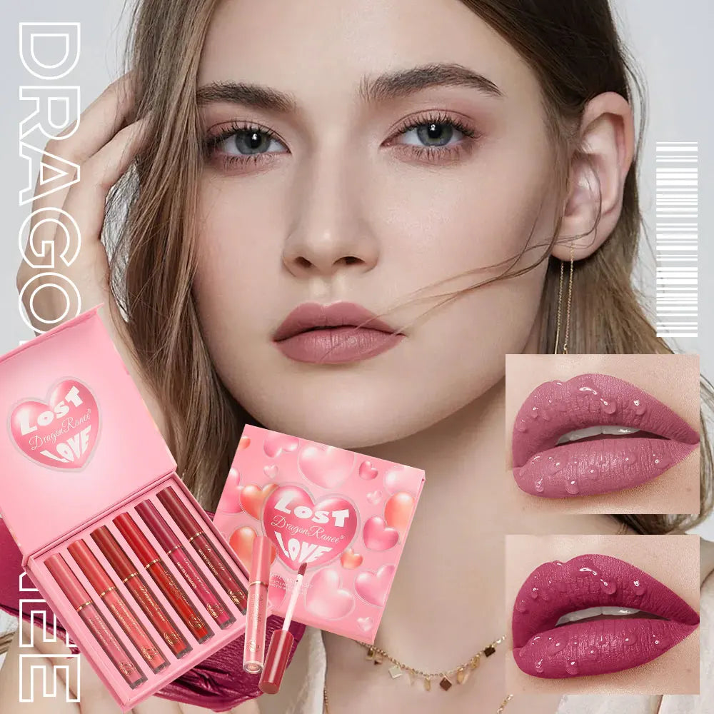 Set of Six Lip Glazes, Matte and Fine Texture, Easy to Apply, Non-Stick, Waterproof and Sweat-Proof, Versatile for Daily Use, Lip Gloss and Lipstick Set Zpaxo