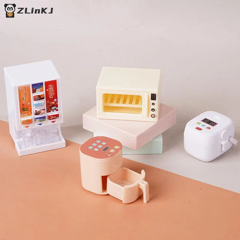 ▶1/12 Dollhouse Simulation Miniature Kitchen Appliances Model Dollhouse Air Fryer Beverage Machine Oven Rice Cooker Ornaments Zpaxo