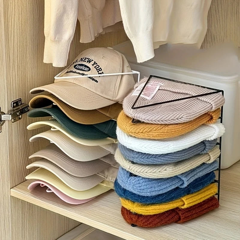 9-Compartment Metal Hat Organizer Space Saving Rack Baseball&knit