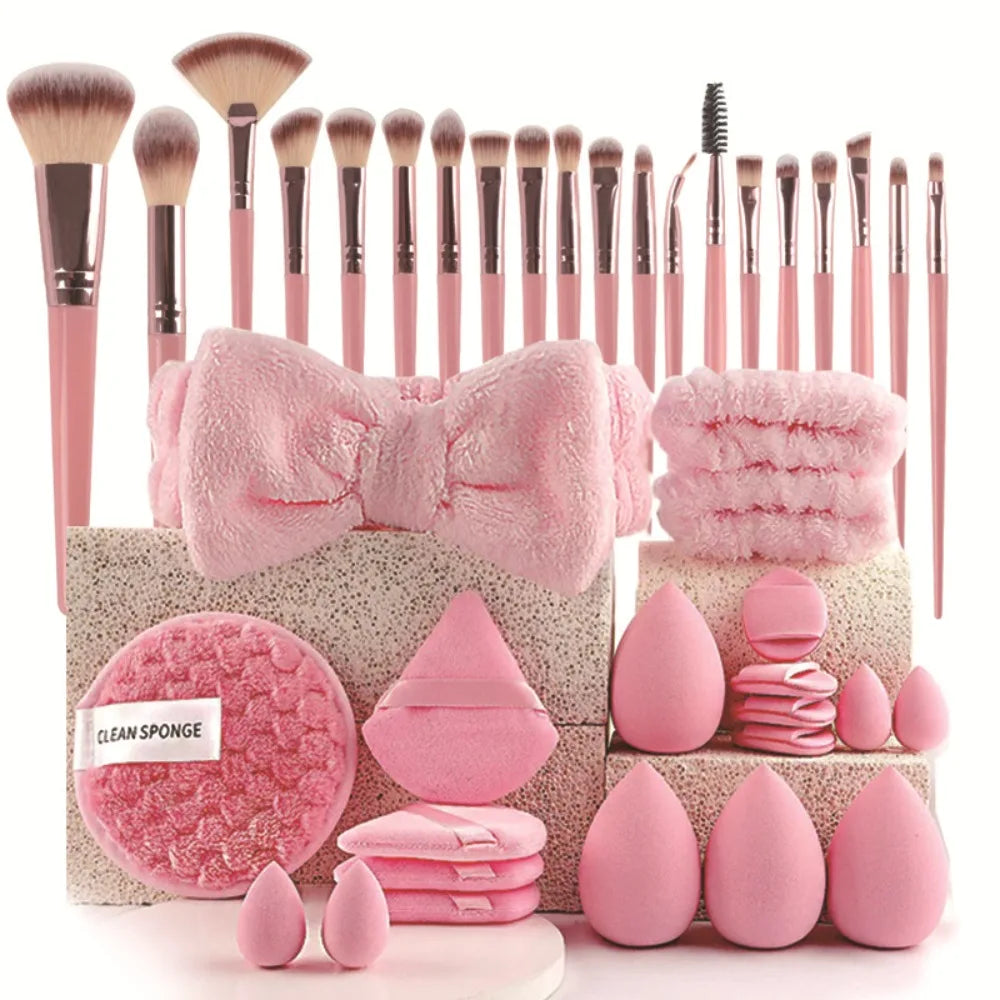 Soft 20 Makeup Tools Professional Comfortable Brush Headband Zpaxo Pink-40pcs