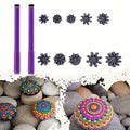 Petal-shaped mandala stamping Dot Painting Tools Set, including 10 stamp heads and two stamping pens; interchangeable stamping Zpaxo PURPLE