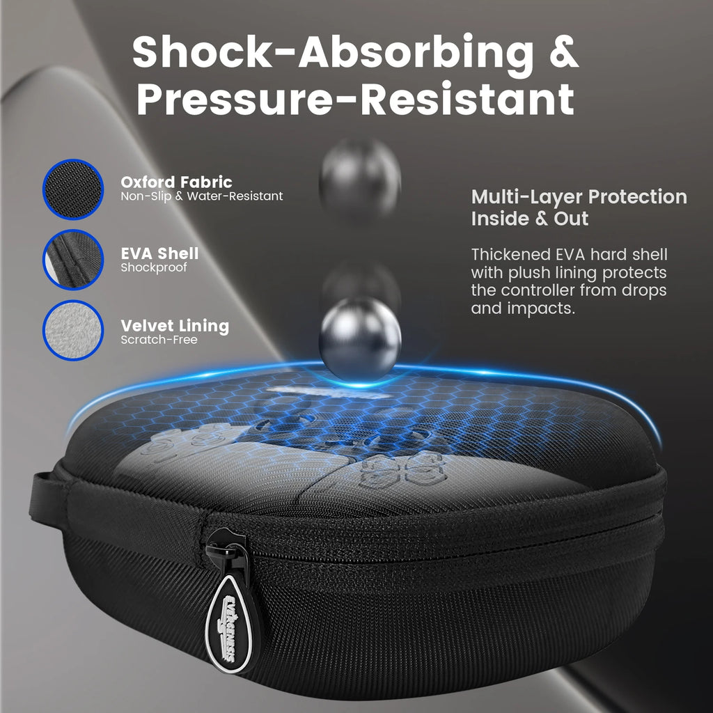 Shockproof EVA Controller Carrying Case for PS5/Xbox Serie X/S/Switch Pro with Anti-Scratch Velvet Lining & Accessory Pocket Bag Zpaxo