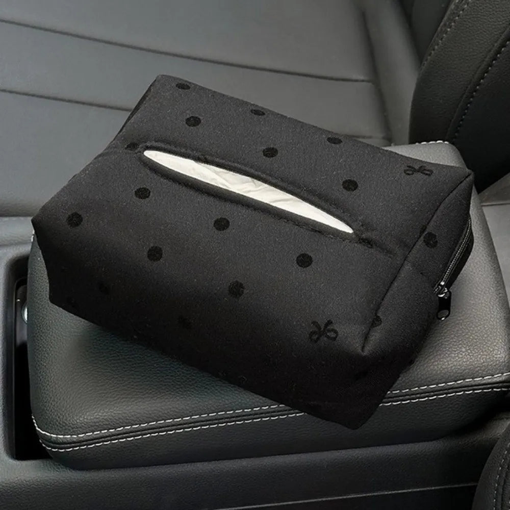 Paper Holder Cute Car Tissue Box Bow Hanging Portable Polka Dot Zpaxo