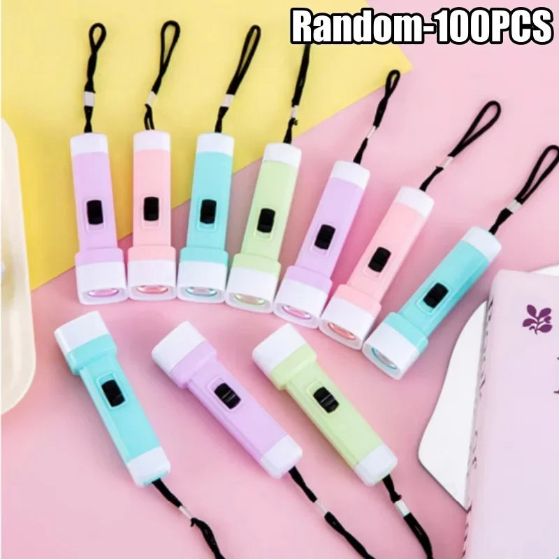5- Outdoor Kids LED Flashlight Mini Portable Plastic Light Lanyard Zpaxo Random-100PCS