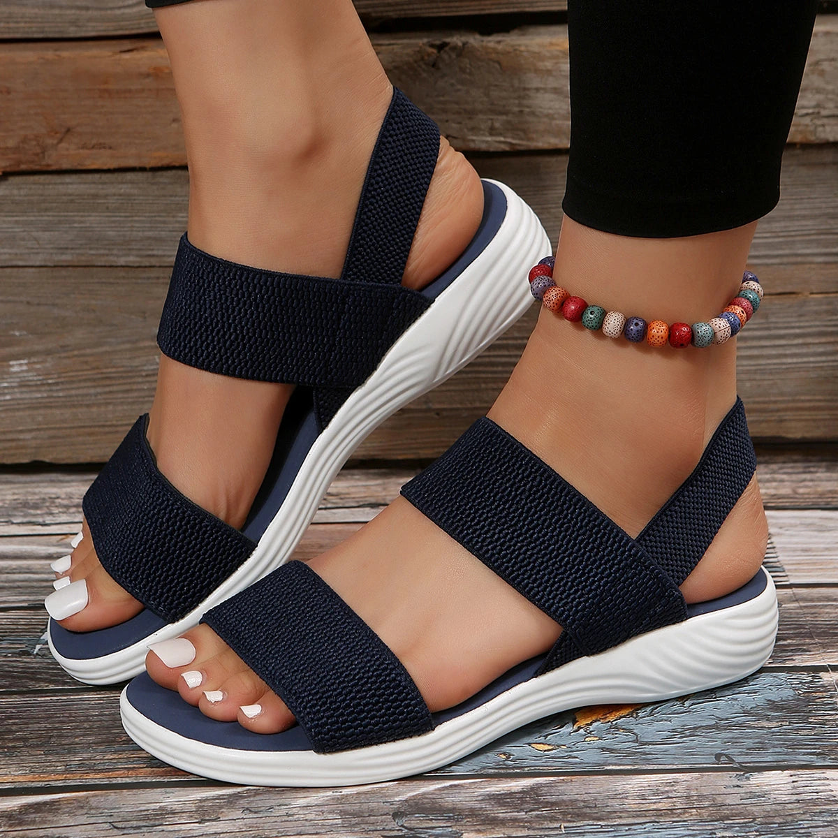 Small Floral Sweet Women's Thick Heeled Sandals Summer Outer Wear