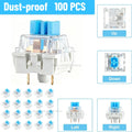 20 Pcs Blue Keyboard Switches, 3-Pin Clicky Tactile Mechanical Keyboard Switches, Complete DIY Replacement Kit with Switch Pulle Zpaxo Dust-proof-100pcs