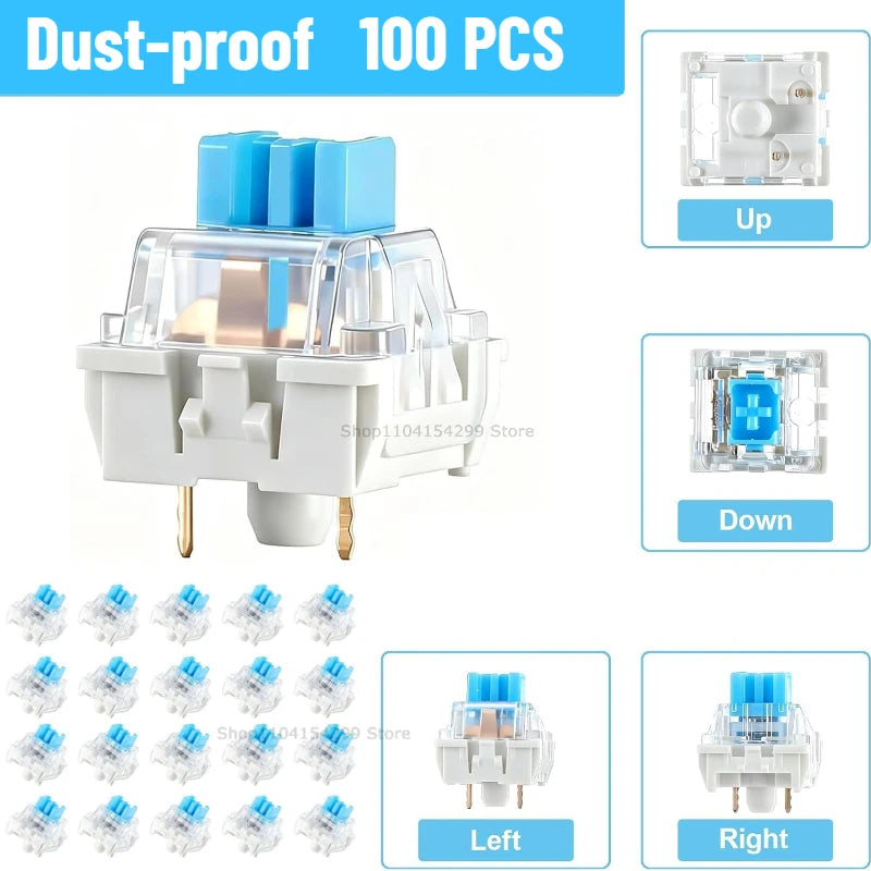 20 Pcs Blue Keyboard Switches, 3-Pin Clicky Tactile Mechanical Keyboard Switches, Complete DIY Replacement Kit with Switch Pulle Zpaxo Dust-proof-100pcs