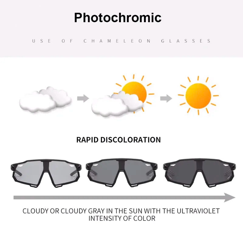 Polarized Sports Glasses Photochromic Men's and Women's Bike Eyewear Outdoor MTB Cycling UV400 Sunglasses Road Bicycle Goggles Zpaxo