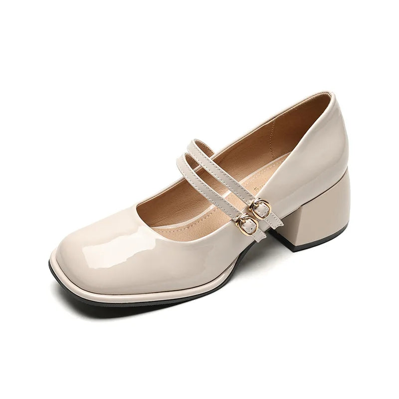 High Heels for Women 2025 Spring and Autumn Casual Mary Jane Shoes for Women Retro High Heels for Women Plus Size Women's Shoes Zpaxo Apricot 42