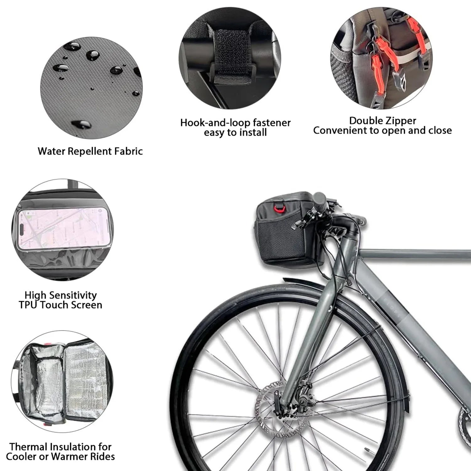 Toptrek 4L Bicycle Handlebar Bag Large Capacity Insulated Car Storage Winter Bike Bag Keep Warm Basket Pack Cycling Accessories Zpaxo