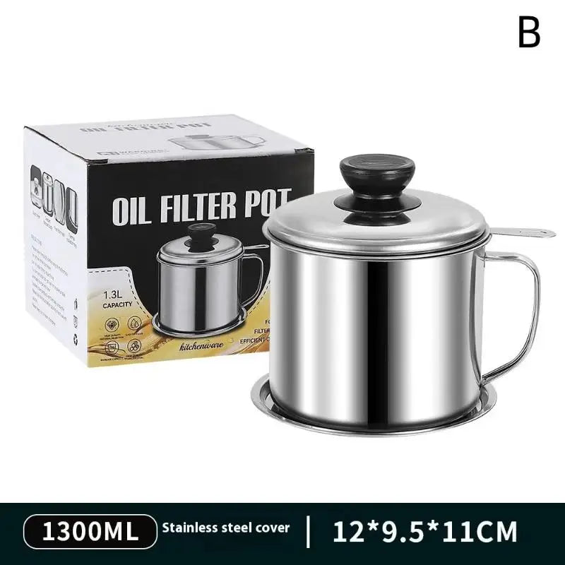 Stainless Steel Oil Strainer Pot Container Jug Storage Can Filter Zpaxo B