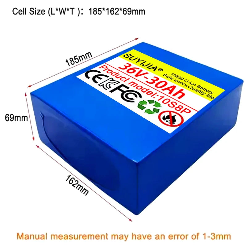 18650 Lithium Battery Pack 36V 30Ah 10S8P ,1500W Built-in BMS, Uitable for Scooters, Bicycles, Various Modes of Transportation Zpaxo