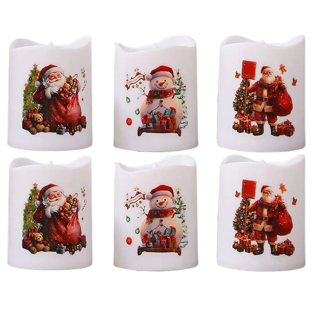 LED Christmas Candles Flameless Santa Claus Snowman Electronic Candle