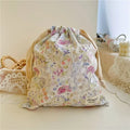 Hot Embroidery Bow Drawstring Bag, Multi-purpose Storage Box, Portable Travel and Home Dust Bag, Mom and Diaper Bag YUZI Zpaxo Purple flowers one size