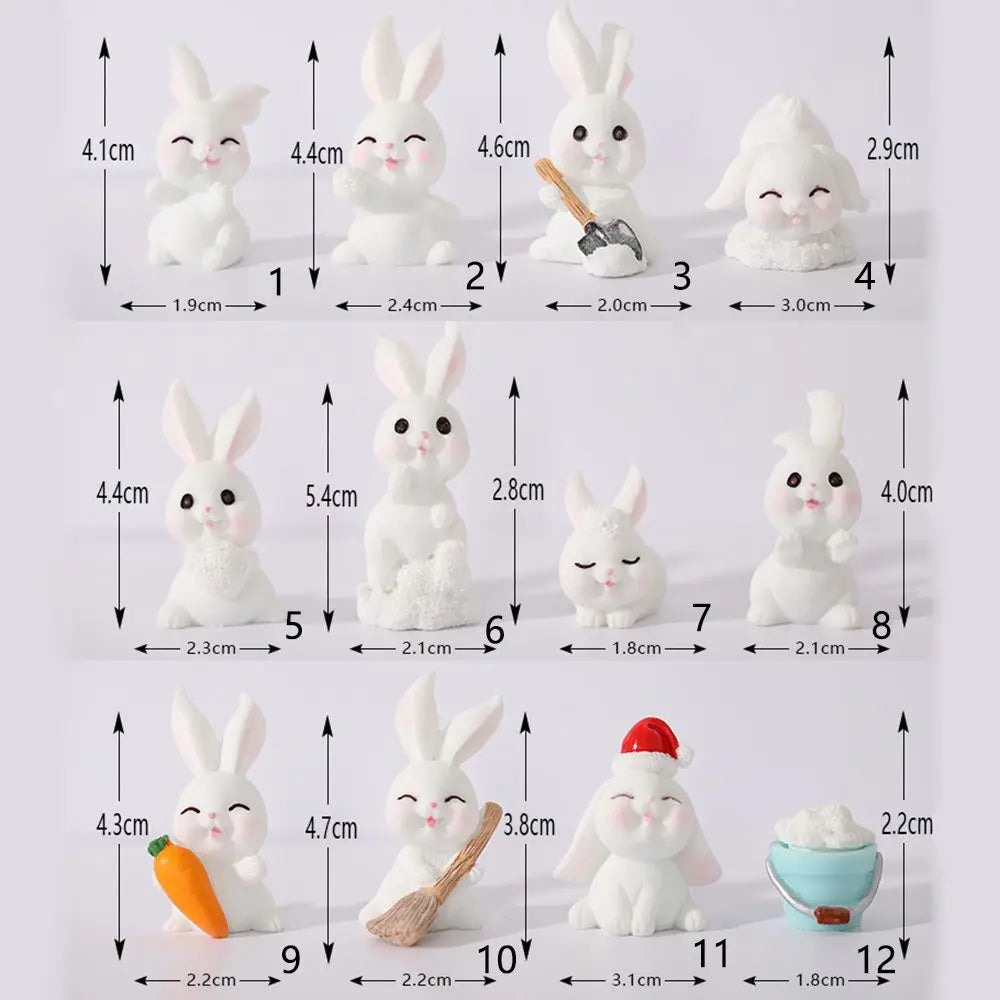 Snowman Bunny Resin Figurine | Micro Landscape Christmas Ornament Resin Figurine Zpaxo