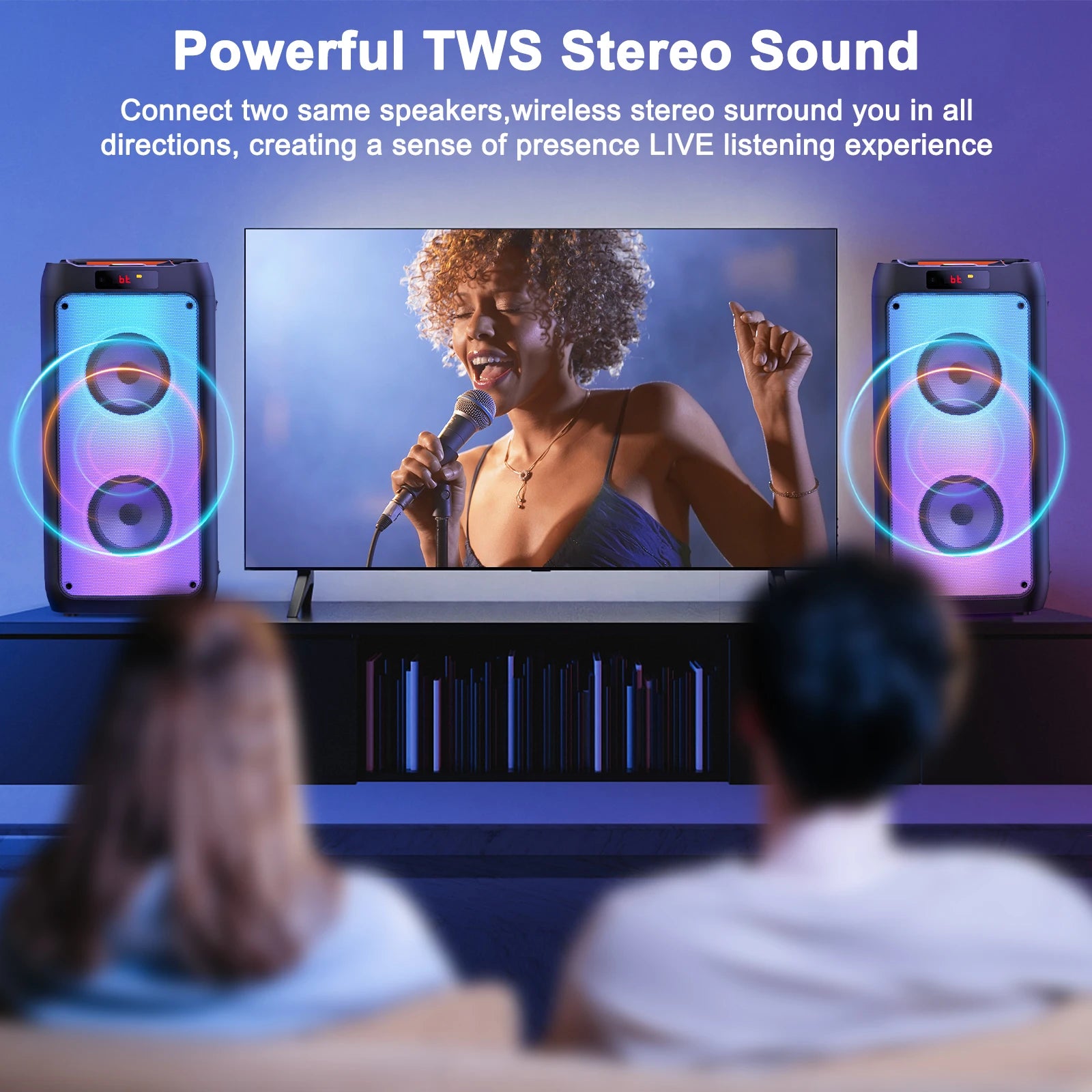T10-T Wireless Bluetooth Speaker Karaoke Machine 2 Microphone Home