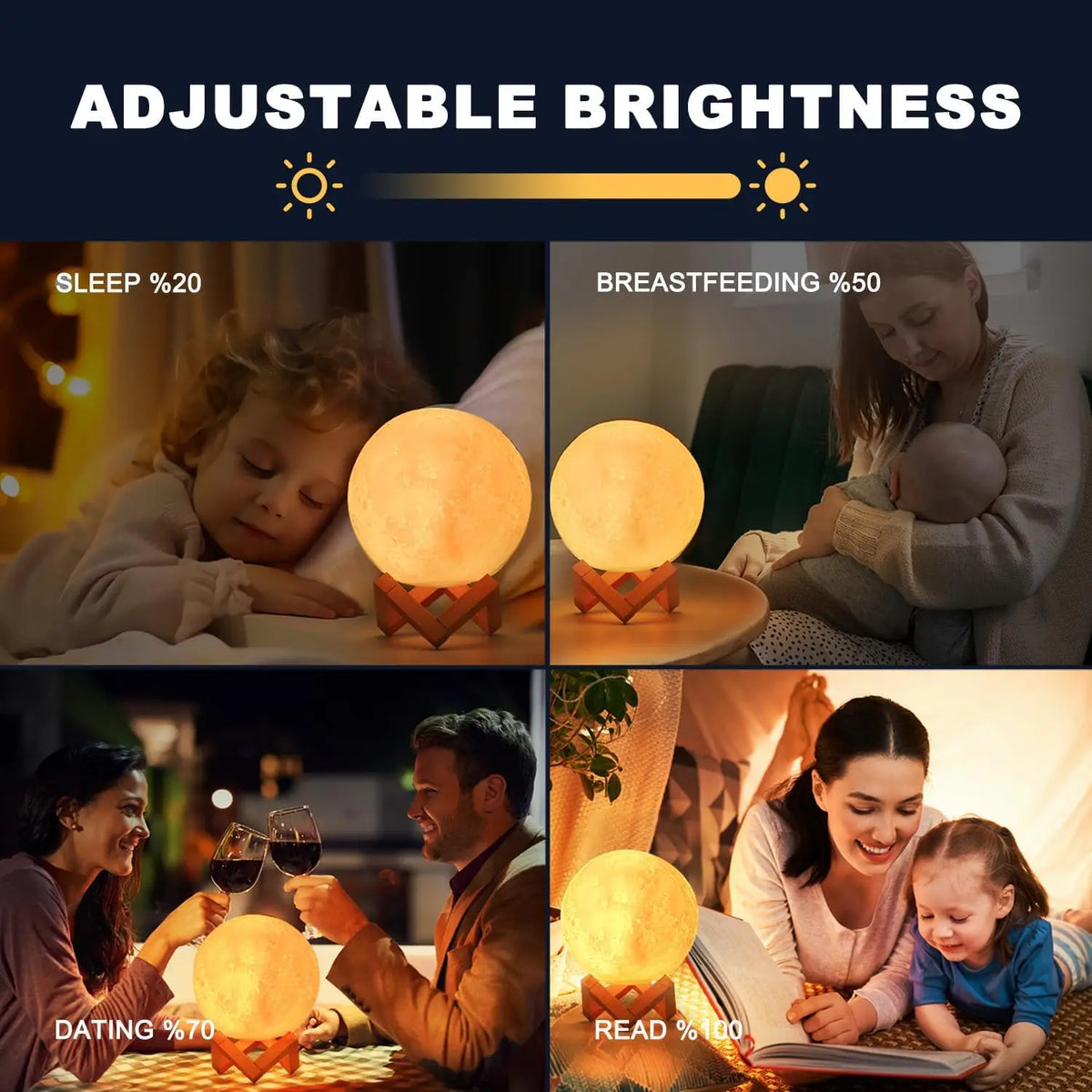 16 Colors RGB 3D Moon Night For Kids Bedroom Glowing Moon Lamp With Multi Color LED Touch Control Beside Decoration Lamp Zpaxo