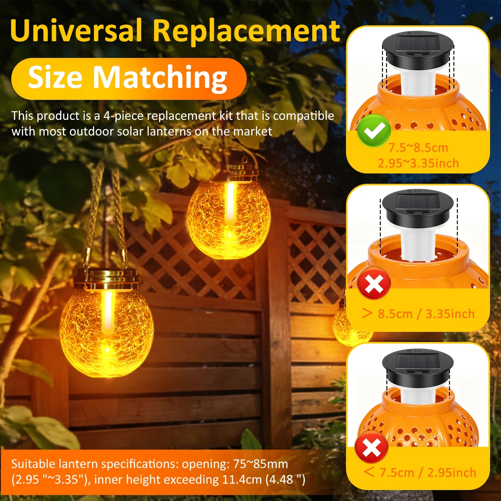 Solar Light Replacement Top Lantern Lid Parts Flickering Flame LED Waterproof IP44 For Hot Air Balloon Dusk To Dawn Opening Yard Zpaxo