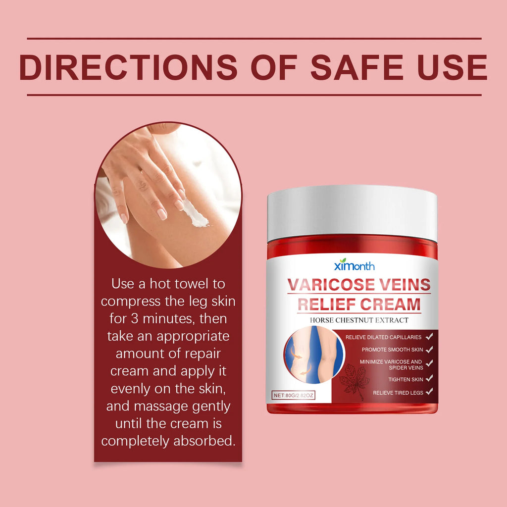 Ximonth Varicose Vein Relief Cream – Leg Swelling & Circulation Leg Relief Cream Zpaxo