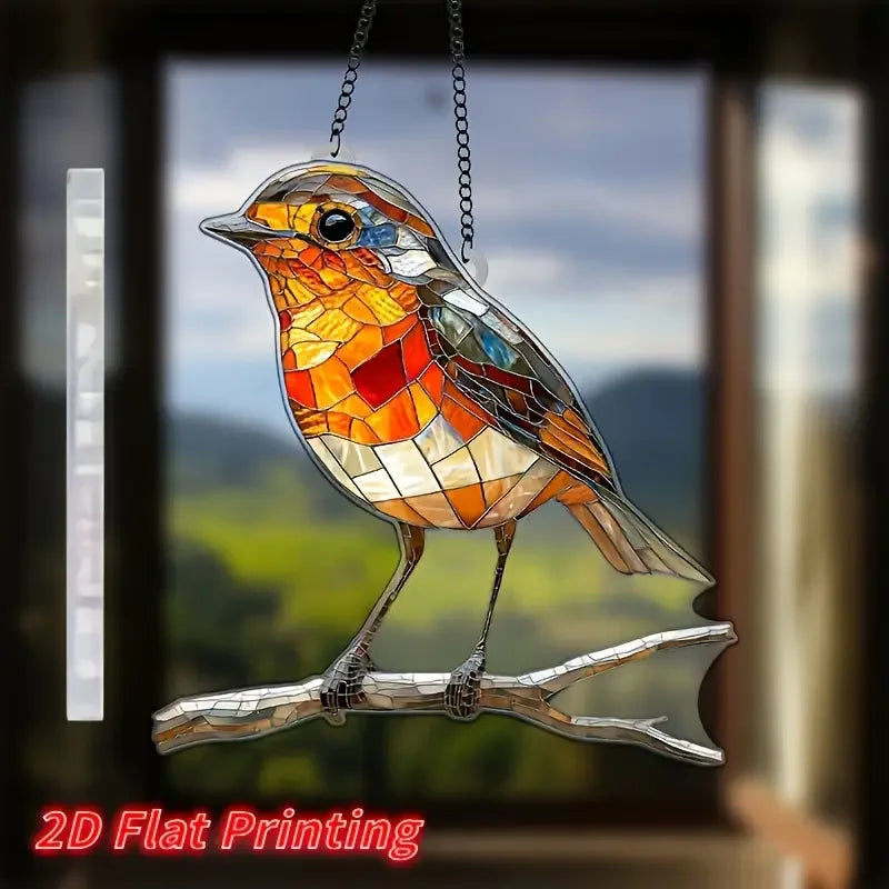 2D Flat Acrylic Robin Sun Catcher (8"x8") - Wall Decor for Kitchen, Farmhouse, Garden - Perfect Gift for Bird & Animal Lovers Zpaxo