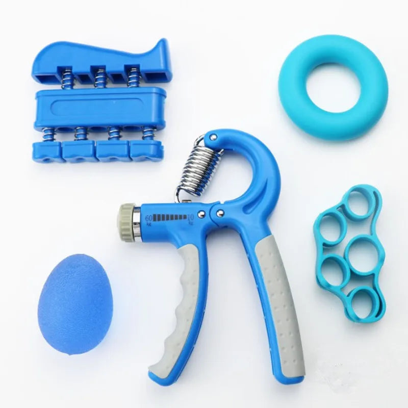 Gym Fitness Adjustable Count Hand Grip Set Finger Forearm Strength Muscle Recovery Gripper Exerciser Trainer Ball Decompression Zpaxo blue 5pcs