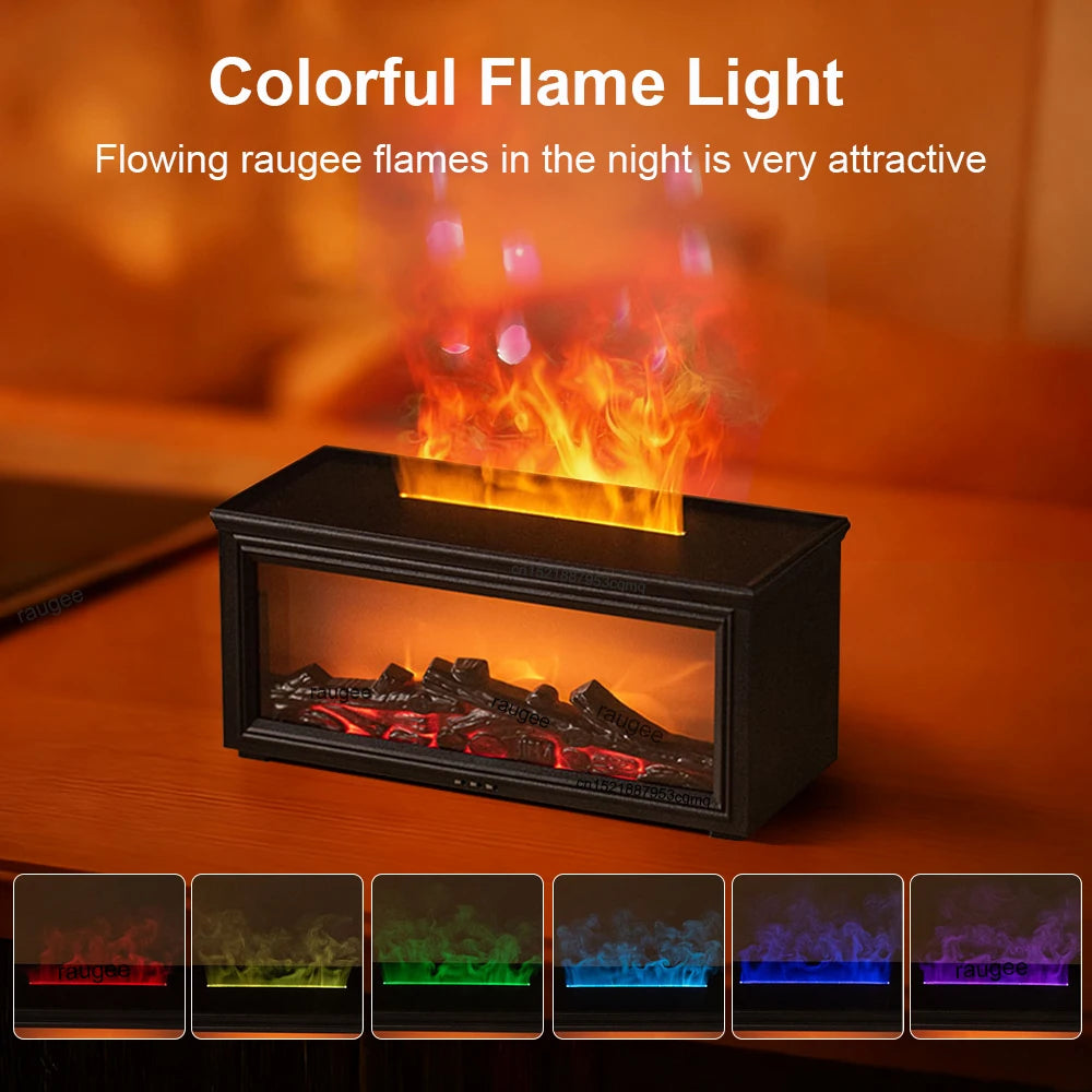 Aroma Air Humidifier Flame Fireplace Essential Oil Diffuser Desktop