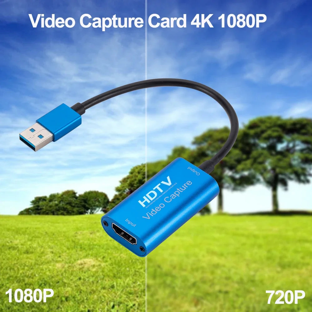 1080P HDMI-Compatible to USB Video Game Grabber Record USB3.0 Video Capture Card 4K for PC Game Camera Recording Live Streaming Zpaxo