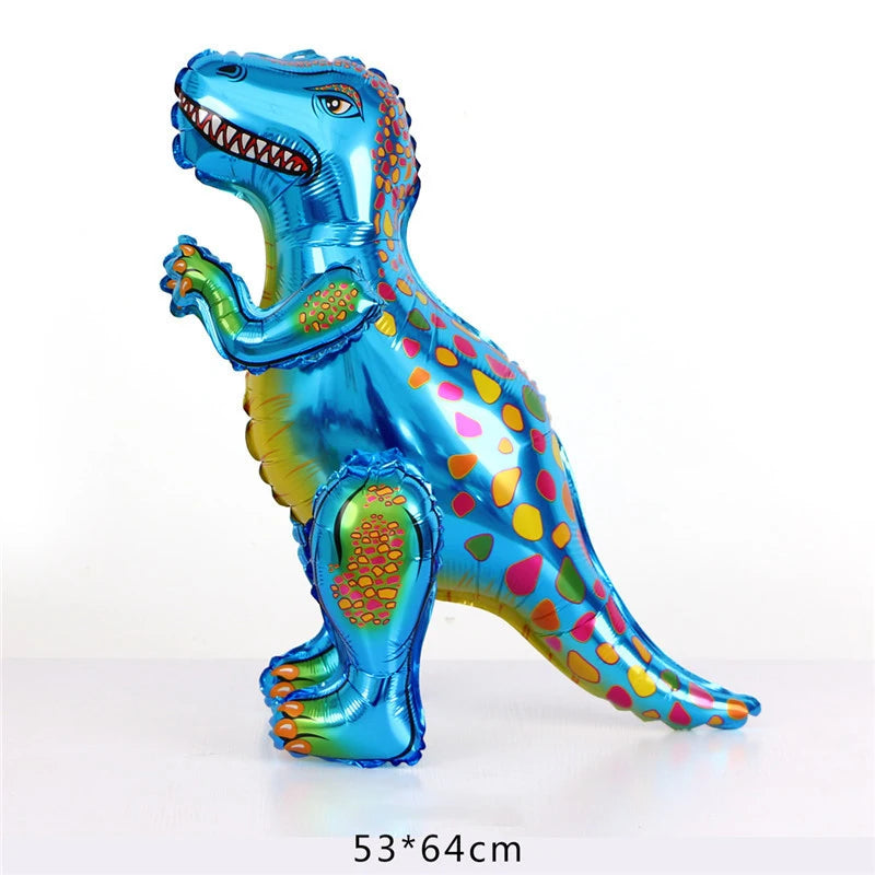 4D Giant Walking Dinosaur Foil Balloons Jungle Animal Childrens Zpaxo Blue As shown