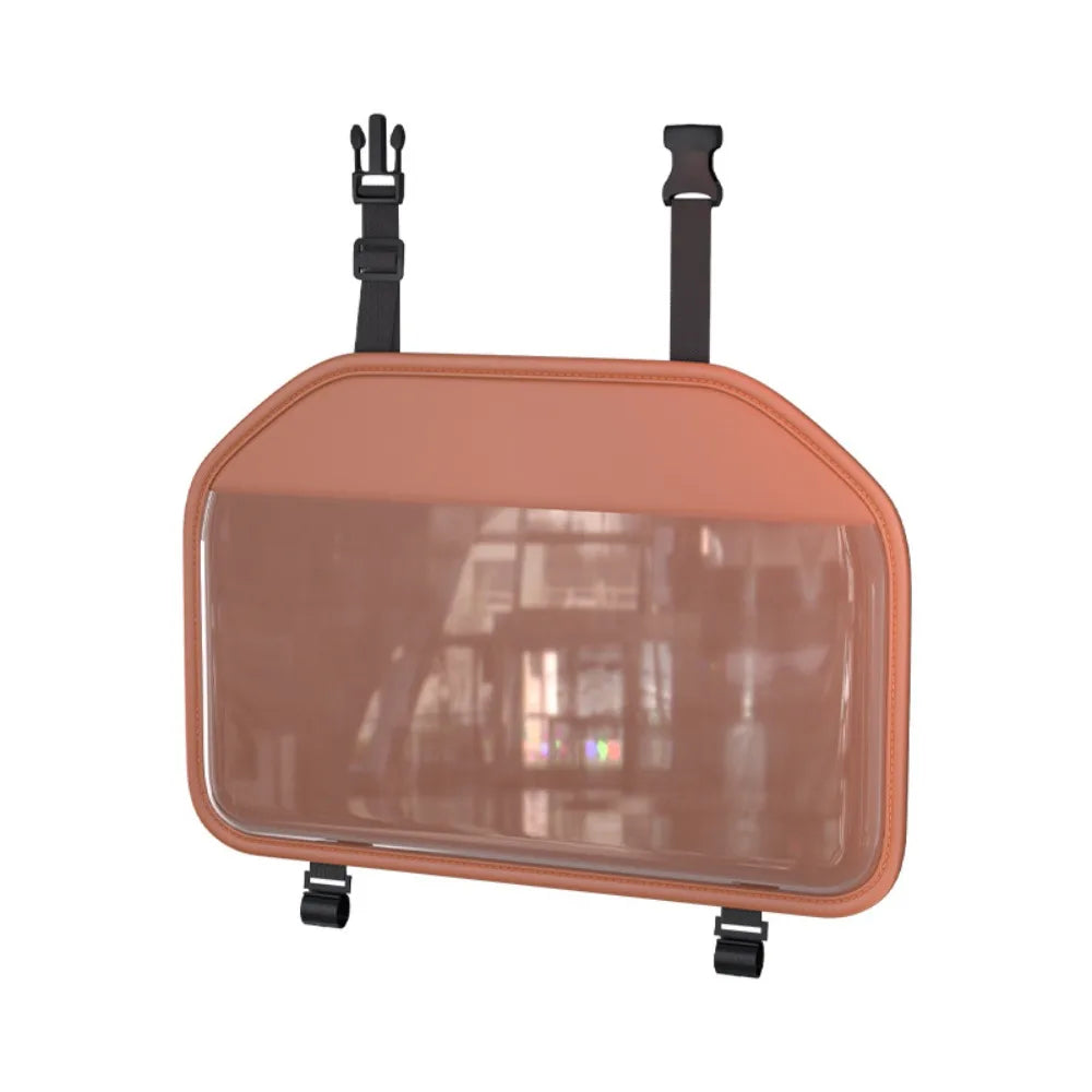Transparent Pocket Car Seat Back Storage Bag Multi-functional PU Leather Tablet Holder Hanging Wear-Resistant Zpaxo Brown