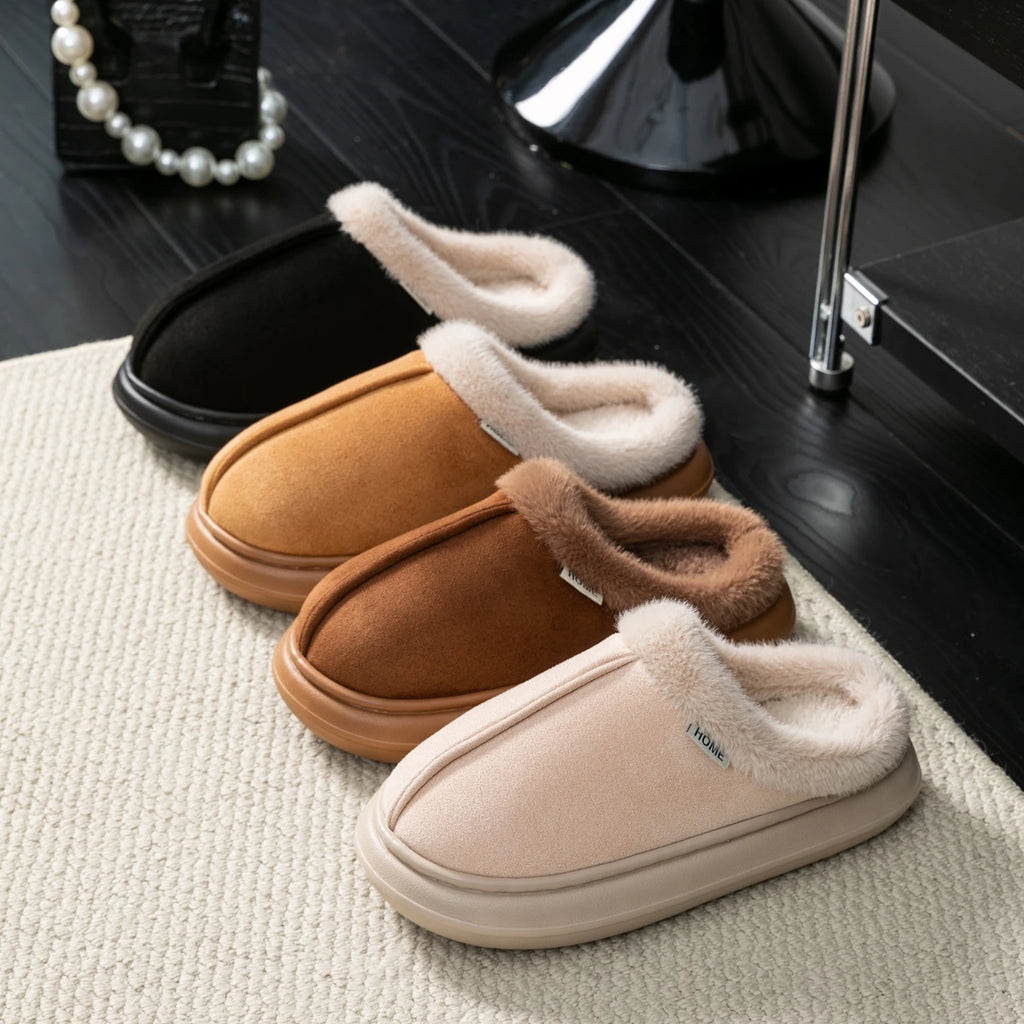 Fashion Fluffy Platform Soft Slippers Women Plush Warm Cotton Shoes