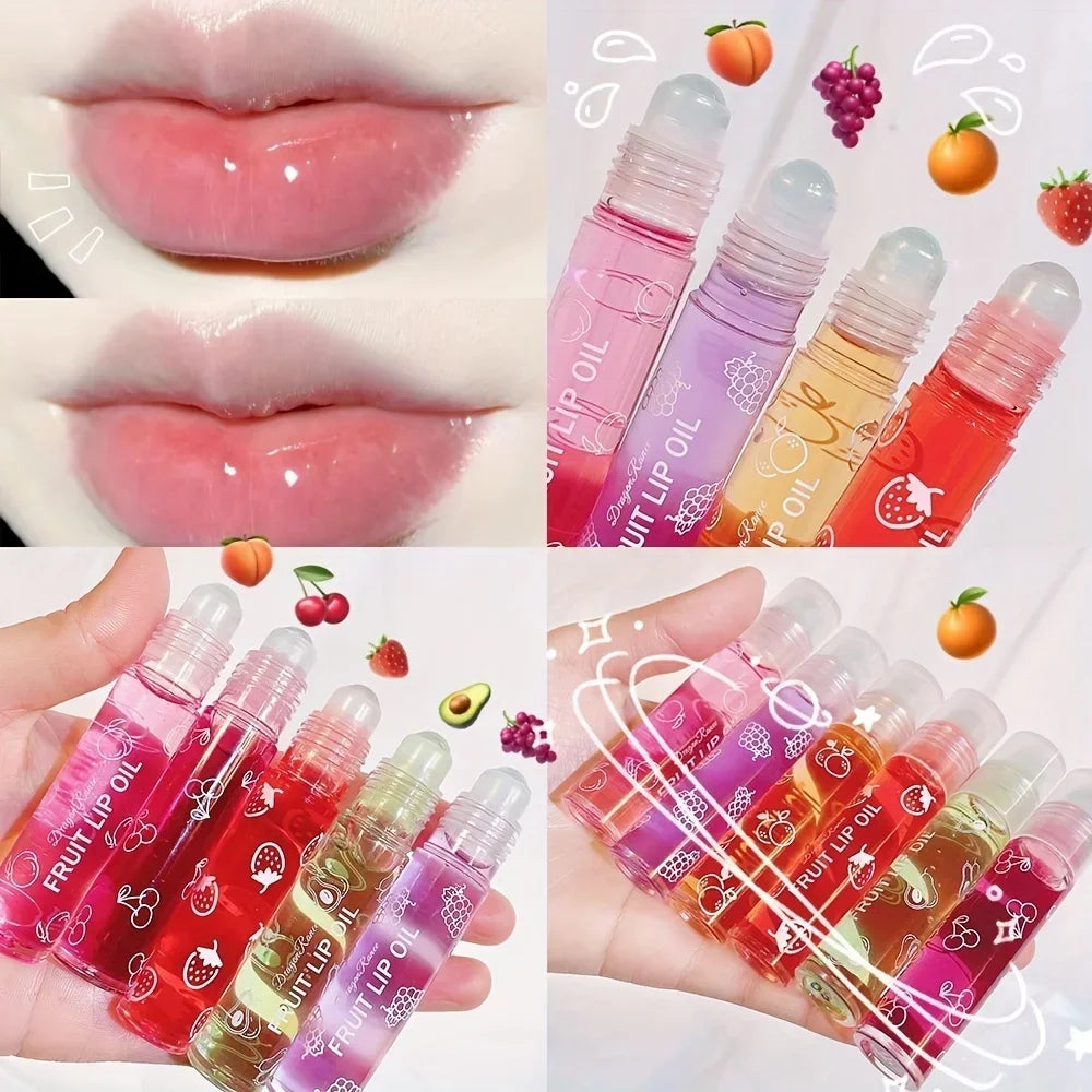 Fresh Fruit Roll-on Lip Balm Makeup Moisturizing Clear Grape Transparent Lip Oil Long Lasting Hydrating Lipstick Gloss Cosmetics Zpaxo